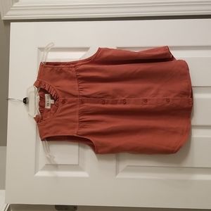 NWT Cloth & Stone ruffle neck button down top